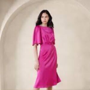 BANANA REPUBLIC FLUTTER-SLEEVE KNEE-LENGTH DRESS